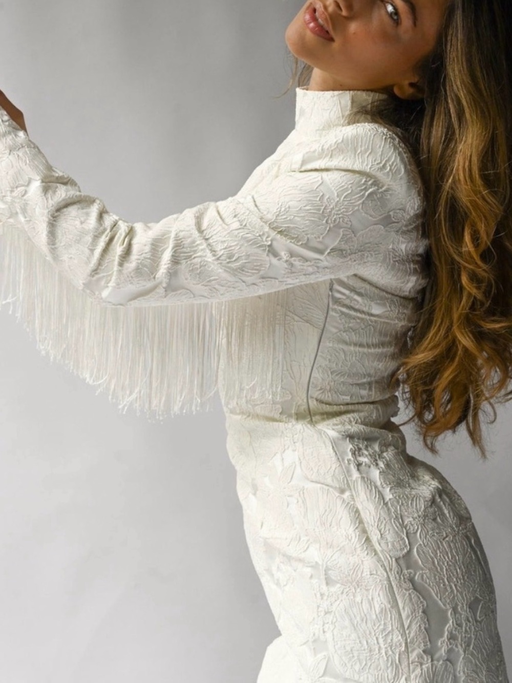 Yllw the Label Sterling Fringe Dress S Cream - Picture 1 of 9